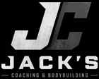 Jack’s Coaching & Bodybuilding logo with large metallic “JC” on a black background