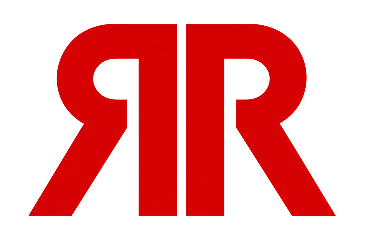 Logotipo R rojo reflejado sobre un fondo blanco