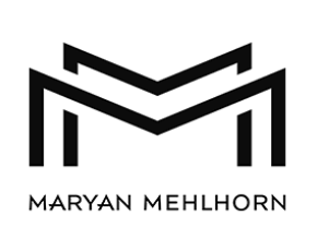 Logo noir : Deux M en miroir avec le texte « MARYAN MEHLHORN » en dessous.