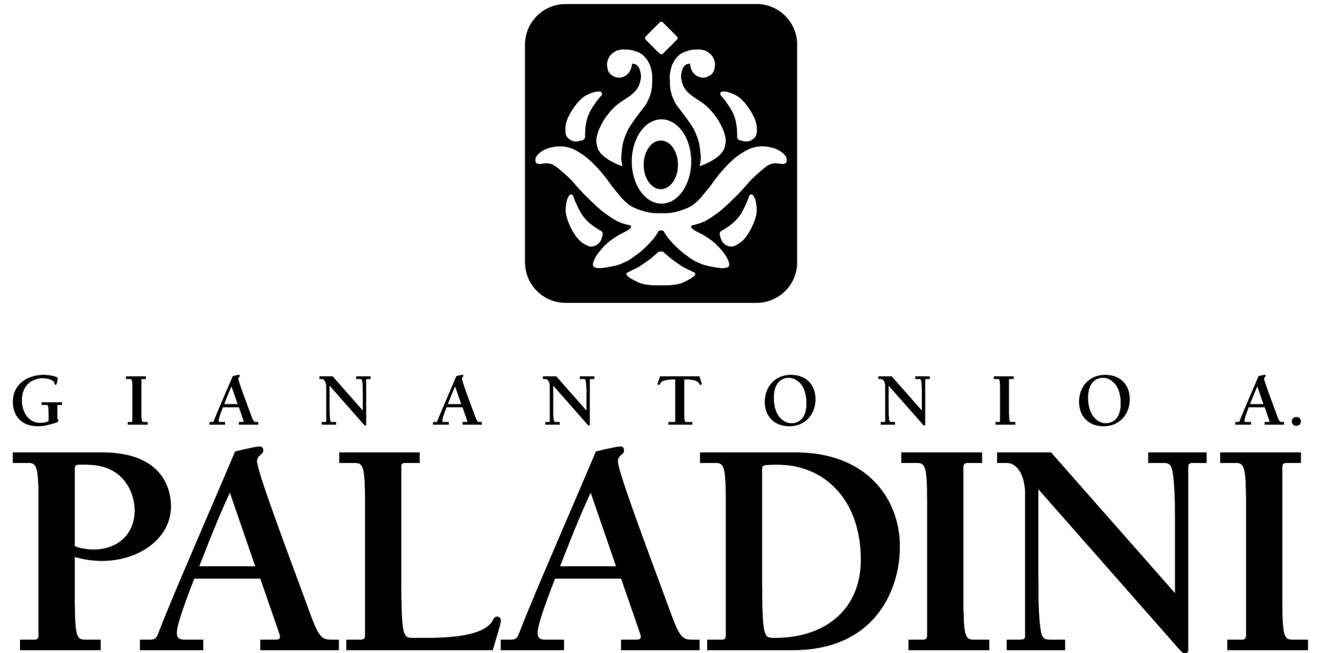 Logo de Gianantonio A. Paladini, comportant un emblème dans un carré noir au-dessus du nom de l'entreprise en caractères noirs.