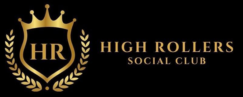 Gold High Rollers logo on black background featuring a crown over a shield with