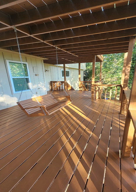 Wooden Deck before & after stain in Little Rock & Central Arkansas Photo