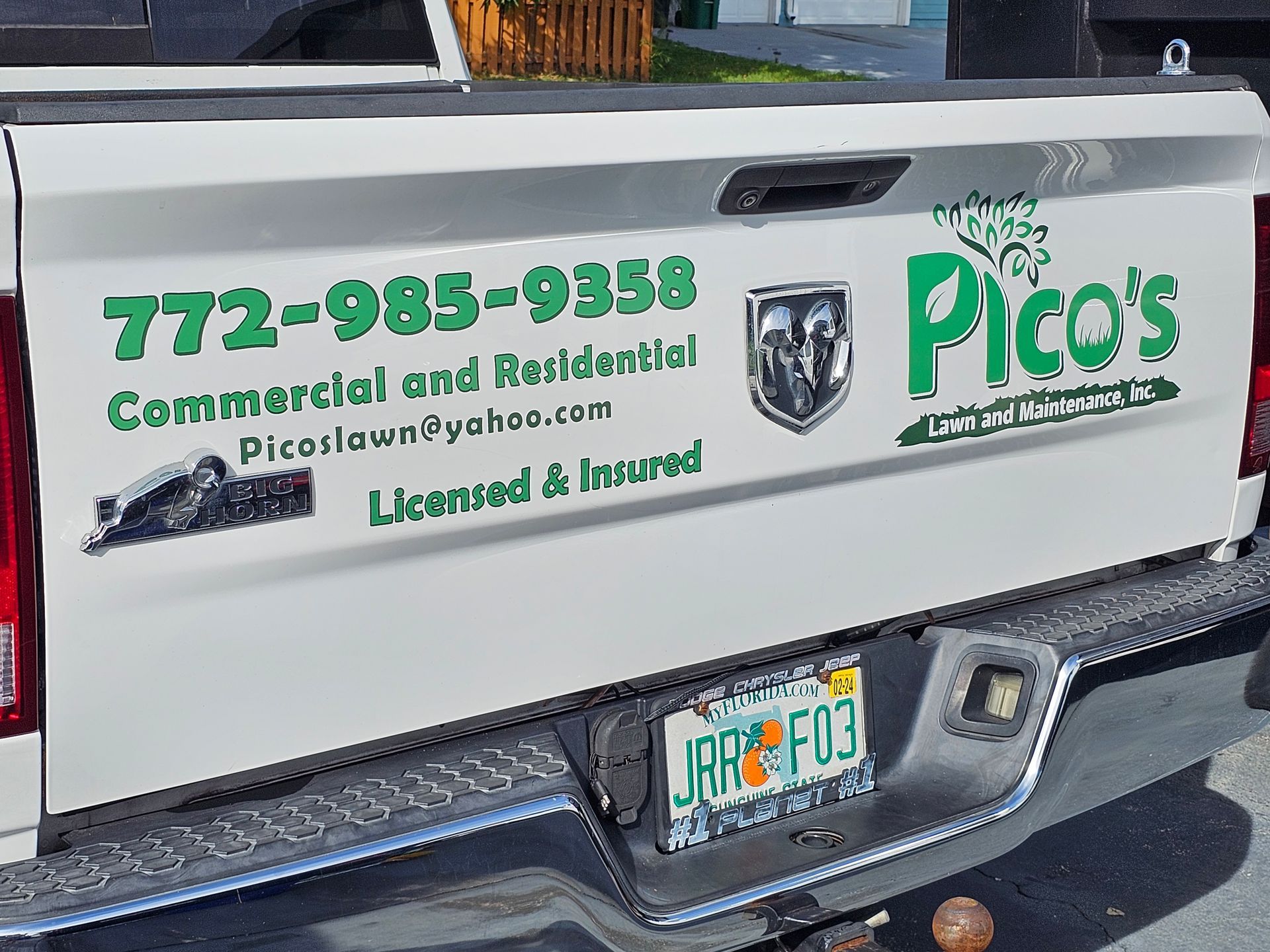 A white truck with pico 's written on the back