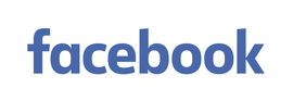 The facebook logo is blue and white on a white background.