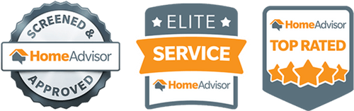 Three logos for home advisor are shown on a white background