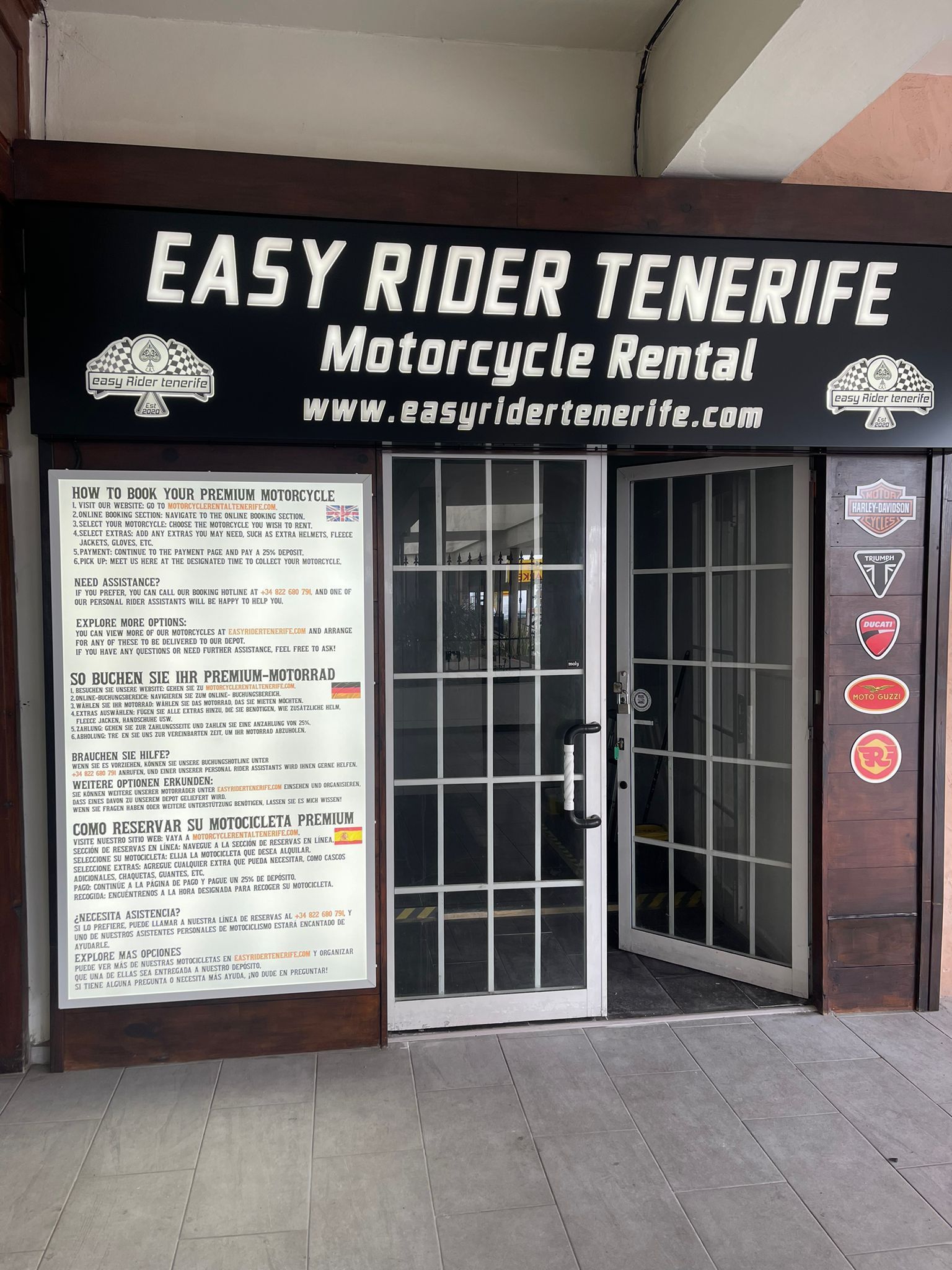An easy rider tenerife motorcycle rental store front