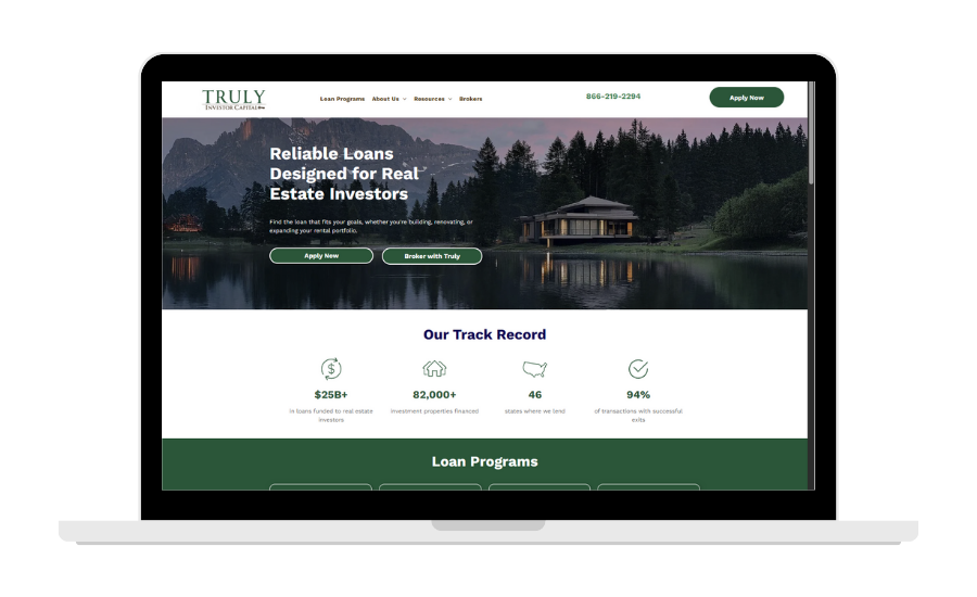 Truly website home page