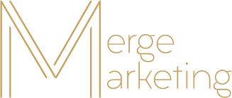 Logo for Merge Marketing with a stylized letter 