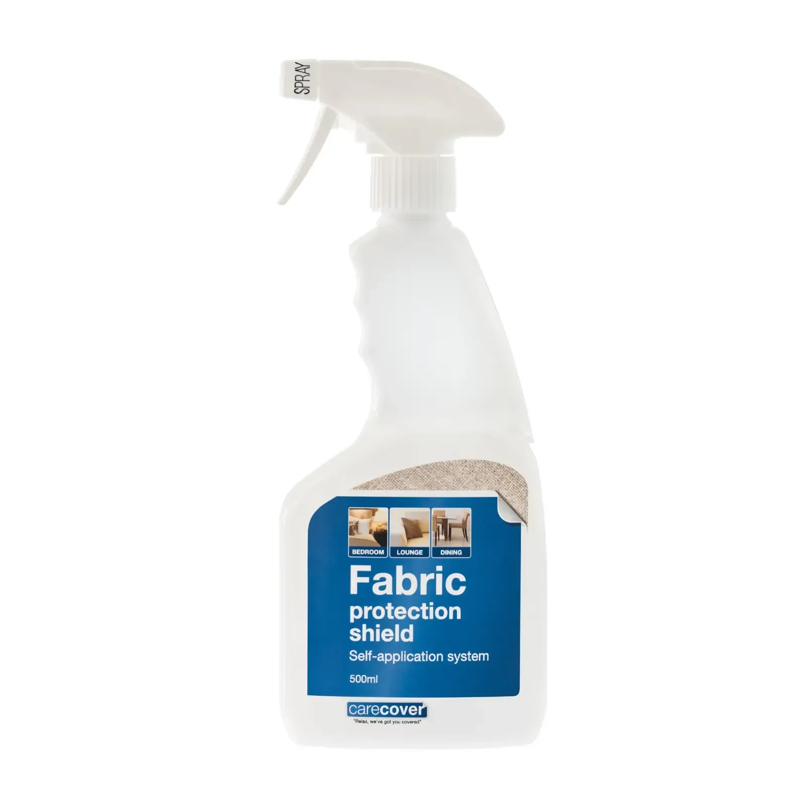 A spray bottle of fabric protection shield on a white background — Envisage Furniture in Kialla, VIC