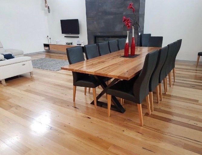 A Long Wooden Table in a Room With a Window โ Envisage Furniture in Kialla, VIC