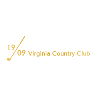 The gold-colored Virginia Country Club logo features the year "1909" with a golf club graphic separating the numbers.