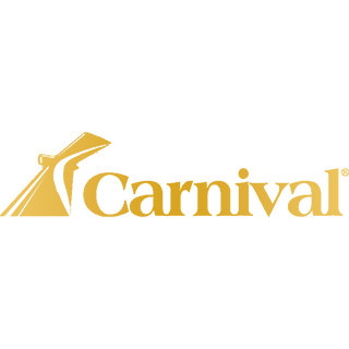 Gold Carnival cruise line logo featuring its signature funnel icon next to the word "Carnival" on a white background.