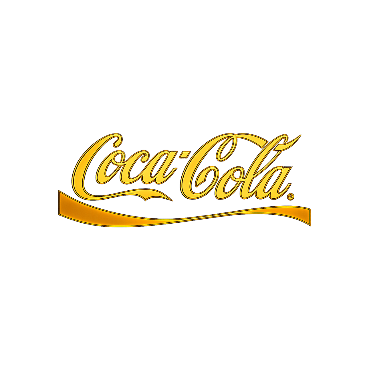 The Coca-Cola logo in a gold, metallic font set against a plain white background.