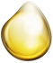 Une goutte jaune de liquide sur fond blanc