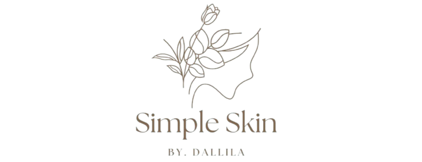 Logo for Simple Skin by Daliia, featuring floral line art and text.