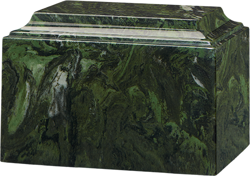 Green marble memorial box with a slanted lid