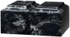 Black rectangular urn with a handle on top and a white label, shown against a white background