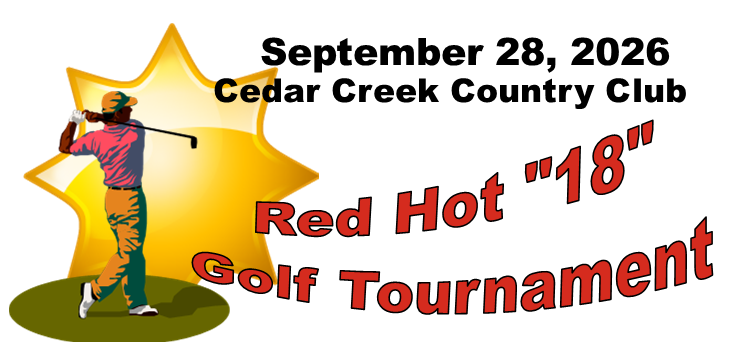 Red Hot “18” golf tournament poster for September 28, 2026 at Cedar Creek Country Club