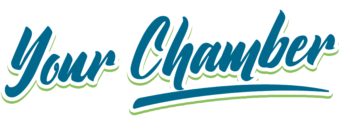 “Your Chamber” logo in blue script with a green underline on a white background