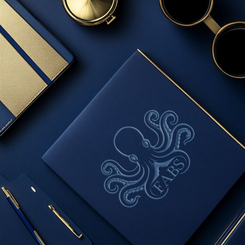A blue book with an octopus on it that says FABS