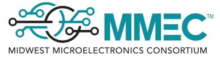 MMEC logo with circuit lines and the words “Midwest Microelectronics Consortium” in teal and black