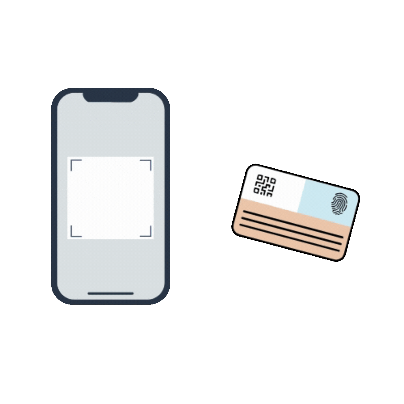 Un téléphone portable scanne un code QR à côté d'une carte de crédit.