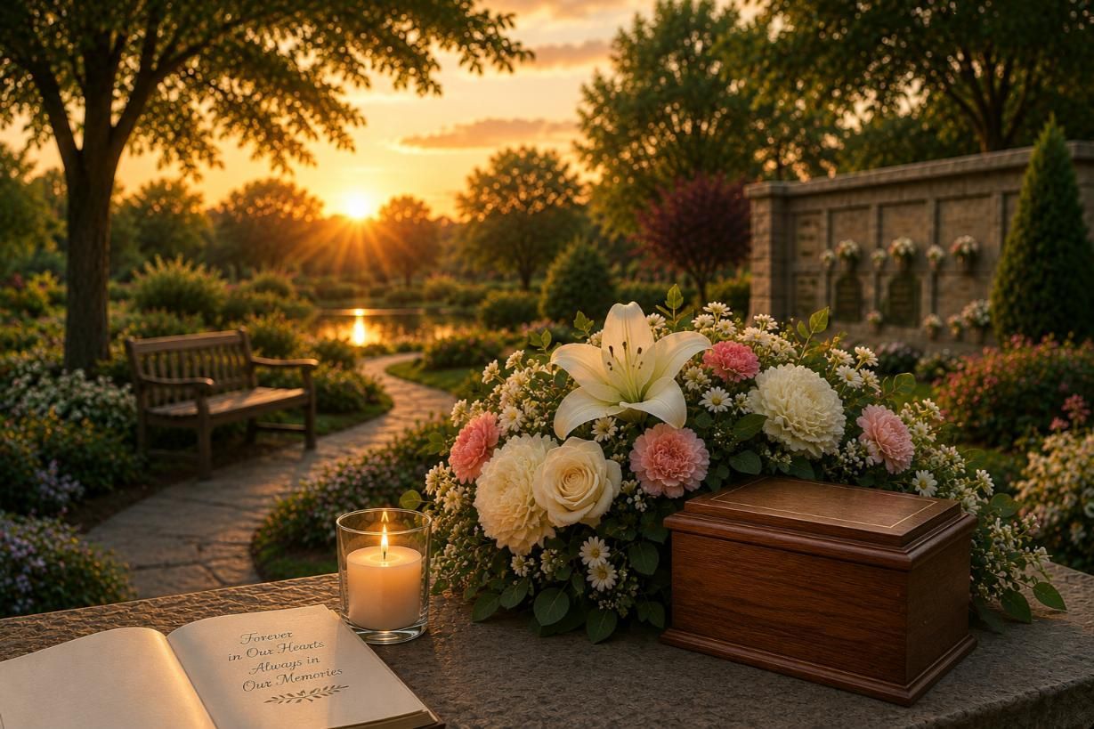 Memorial flowers and candle offer compassionate guidance, cremation services Bonaire, GA