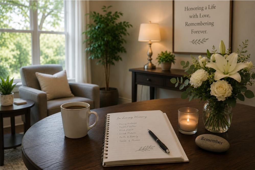 Warm floral setting for funeral homes in Warner Robins, GA focused on caring choices