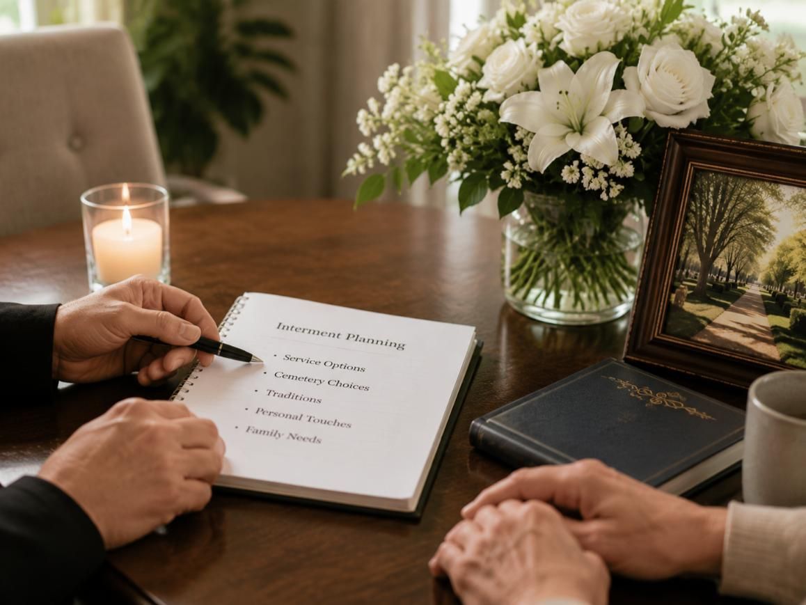 Compassionate interment planning with notes and flowers at funeral homes Warner Robins, GA.