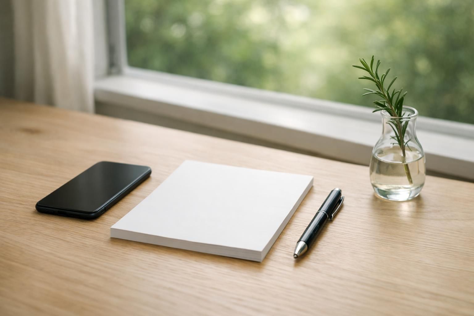 Home desk by a window for calmly coordinating family updates after a loss in Warner Robins, GA