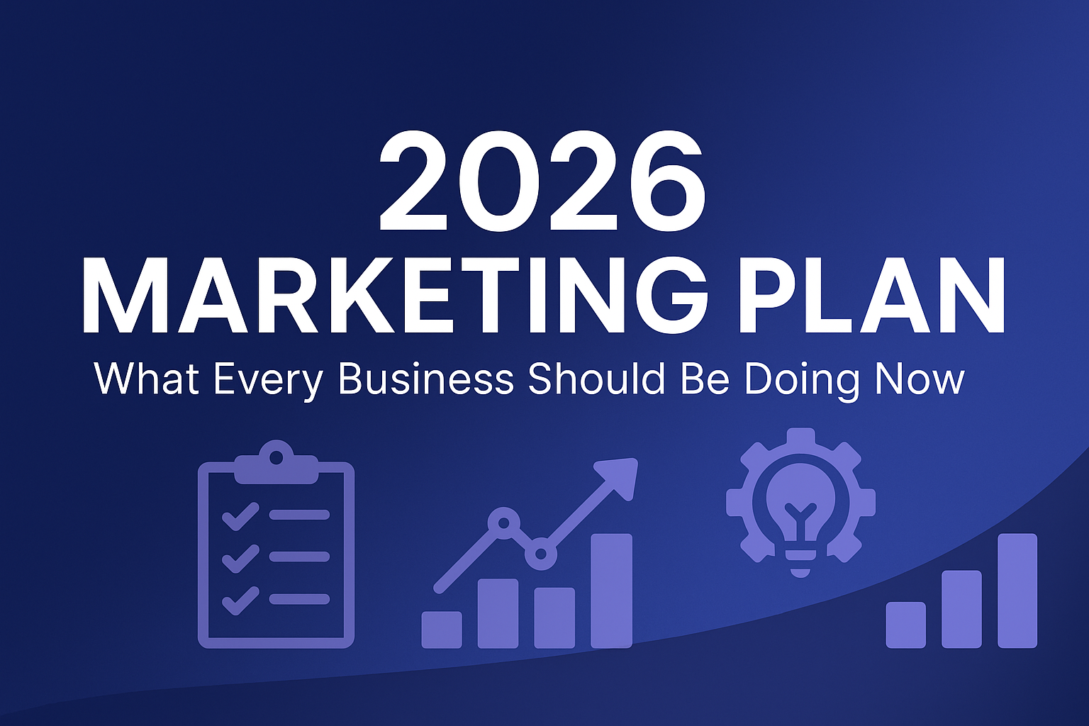 Marketing strategy visual featuring calendar, growth chart, target, and business icons in MMG brand