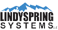 Lindyspring Systems logo with blue mountains and bold black text