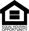 Black Equal Housing Opportunity logo: a house shape enclosing an equal sign.