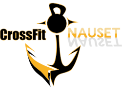 A crossfit logo with an anchor and a weight