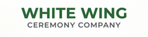 White Wing Ceremony Company logo in green and gray text on a white background