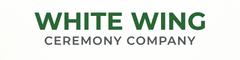 White Wing Ceremony Company logo in green and gray text on a white background