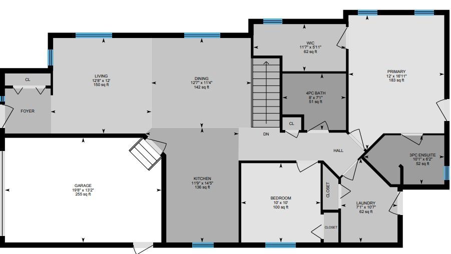 A black and white floor plan of a house