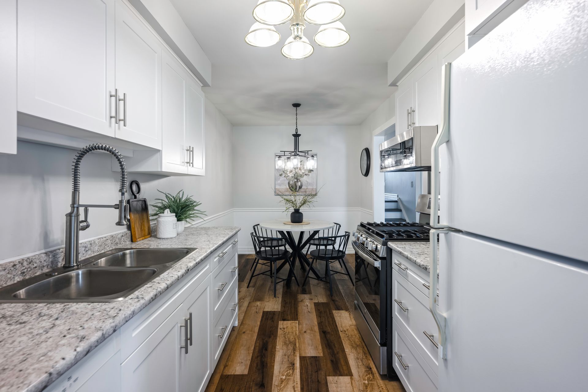 Photo of a gallery kitchen