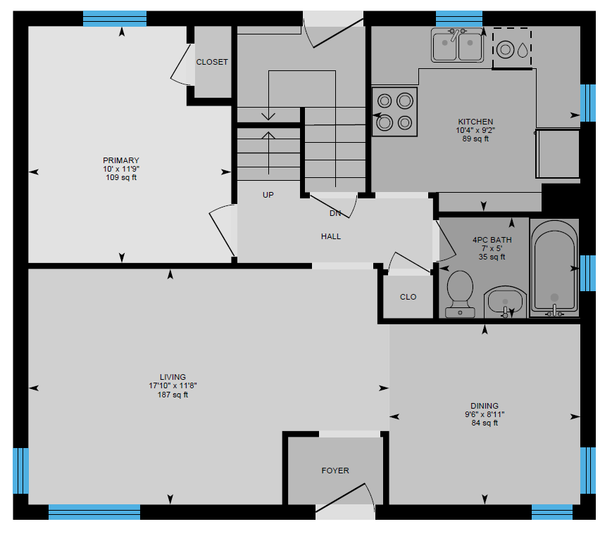 A black and white floor plan of a house