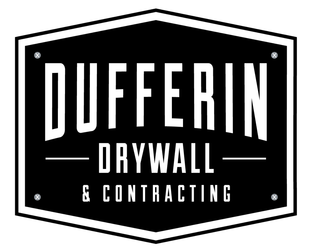 A black and white logo for a drywall company.
