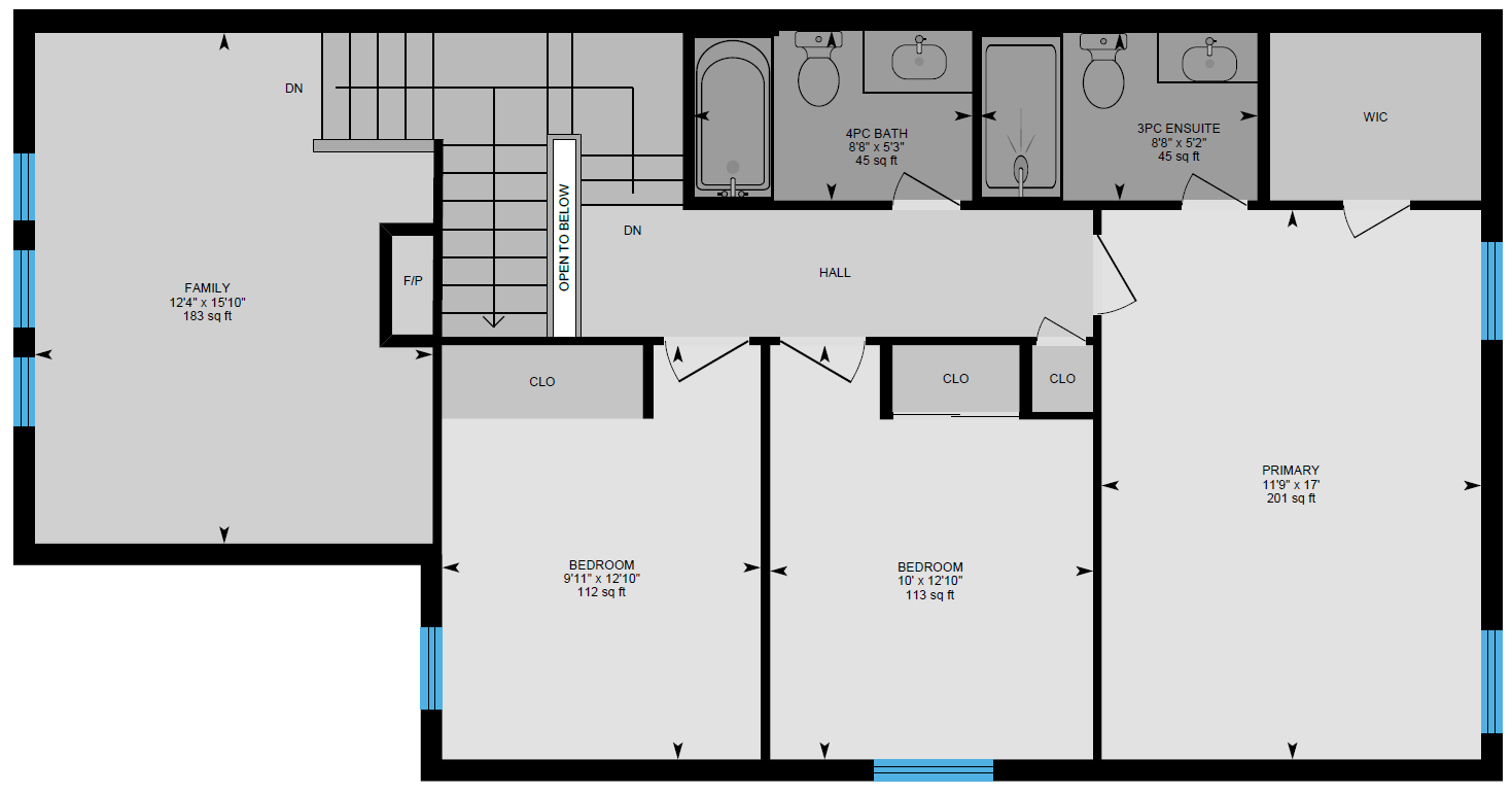 A floor plan of a house with a staircase