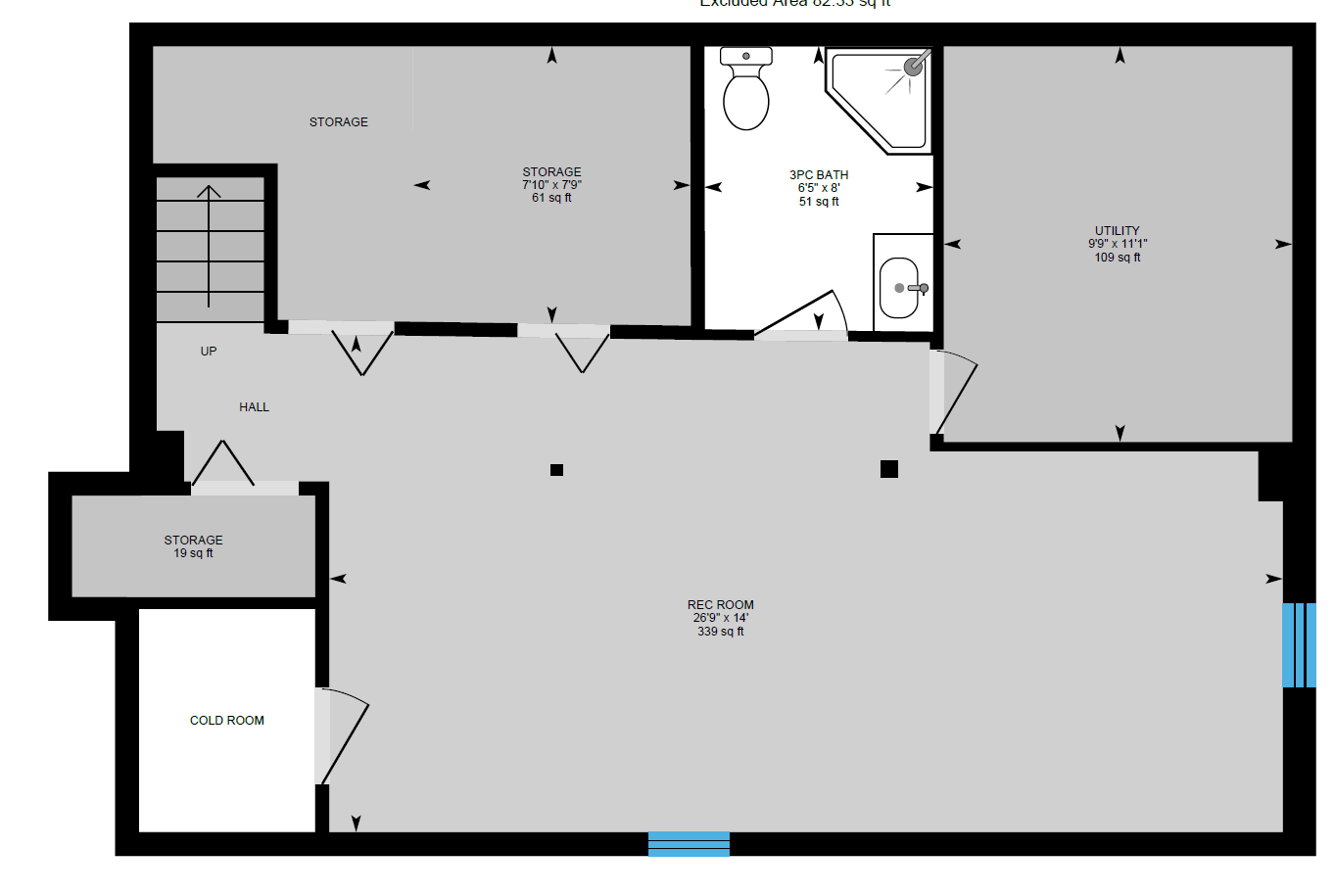 A floor plan of a house with a bathroom and stairs