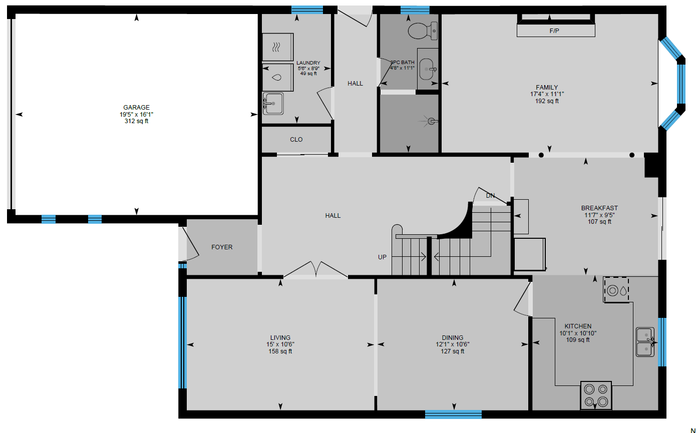 A black and white floor plan of a house