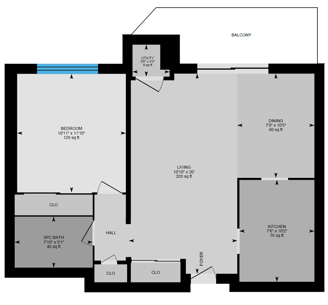 A floor plan of a house with a balcony