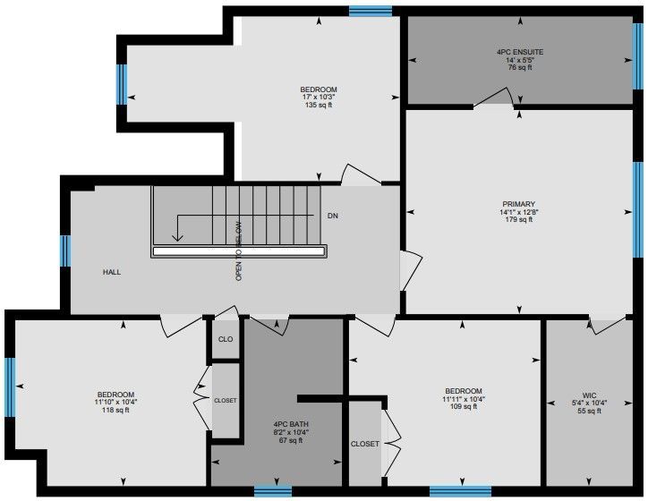 A floor plan of a house with a staircase