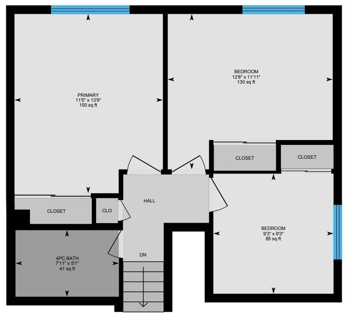 A floor plan of a house with a bedroom and closet