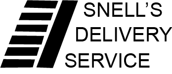 A black and white logo for snell 's delivery service