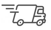 A line drawing of a delivery truck on a white background.