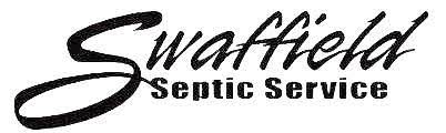 A black and white logo for swafield septic service.