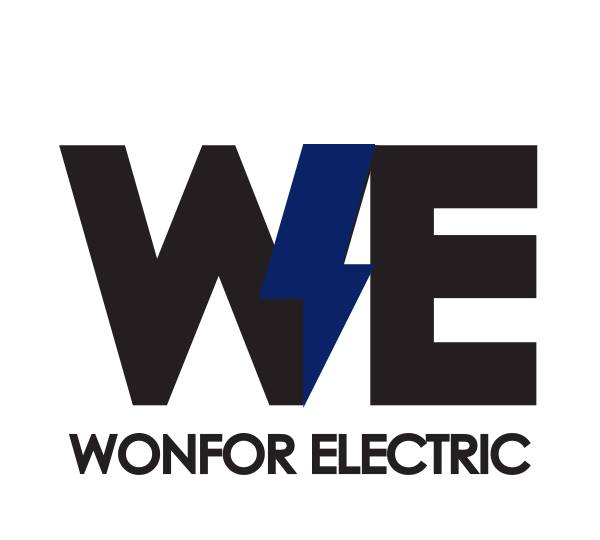 The logo for wonfor electric has a lightning bolt on it.